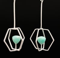 Image 1 of White hexagonal cages with trillion stone