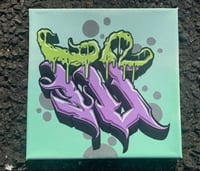 Handpainted Letter N (violet/green drips) 
