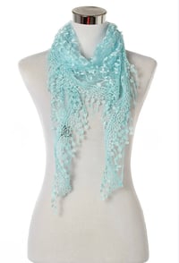 Image 1 of Glitter Flower Triangle Tassel Scarf
