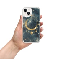 Image 15 of Blue and Gold Celestial Moons Design Clear Case for iPhone®