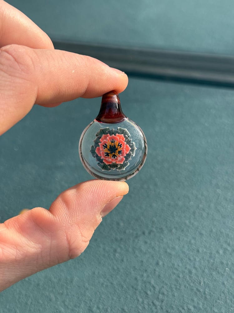 Image of Red/black flower pendant