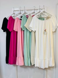 Image 1 of On Off Shoulder Plain Dress With Necklace 