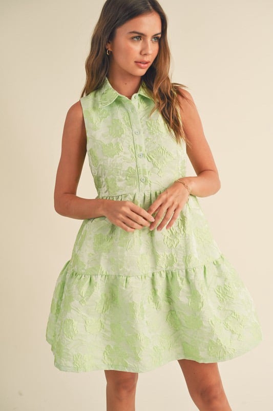 Image of Lime Blossom Jacquard Mini Dress