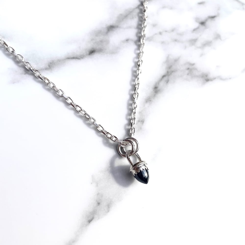 Handmade Sterling Silver Haematite Bullet Point Pendant