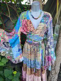 Image 1 of Patchwork Stevie top brown tassels