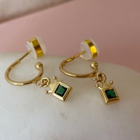 Image 7 of Mini Green Crown Half Hoops