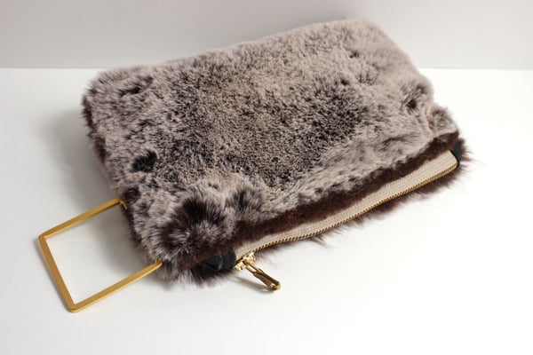 Image of Silver Faux Fur Pouch