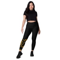 Image 2 of BOSSFITTED Black and Yellow Elite Squad Leggings with pockets