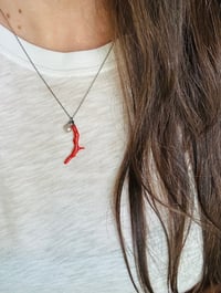 Image 2 of Athena . natural Italian coral and pearl necklace