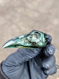 Image 3 of Matalic Green Raven Skull Pendant