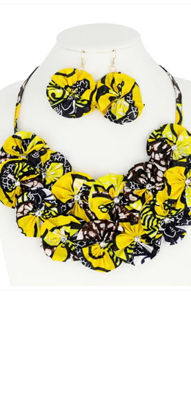 Image of African Print Flower Necklace Set