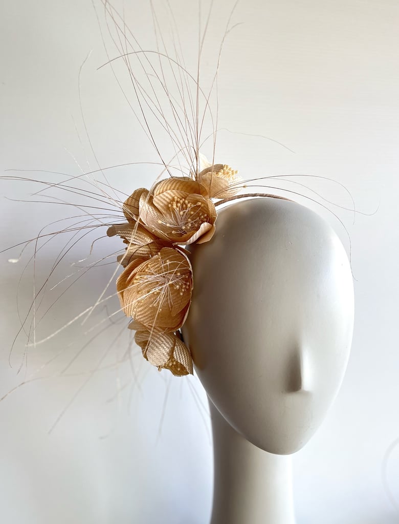 Image of Cream straw flowers headpiece  SOLD