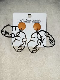 Image 2 of Black/Gold Double-Faced Earrings