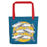 Image 3 of All-Over Print Tote Sea Robin Blue