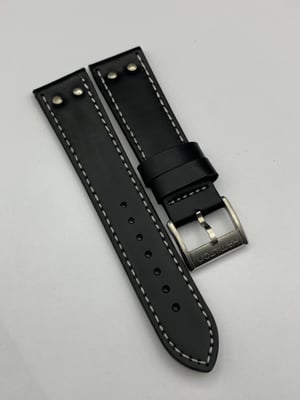 Image of Heavy Duty genuine leather strap for hamilton gents watch, BLACK-22mm,New