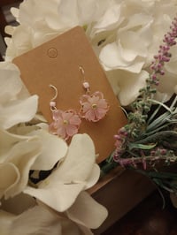 Image 1 of Spinning Glass Cherry Blossom Drop Earrings
