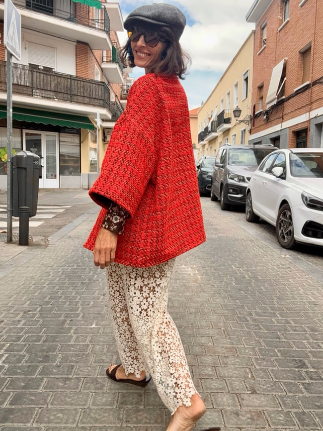 RED TWEED KIMONO JACKET