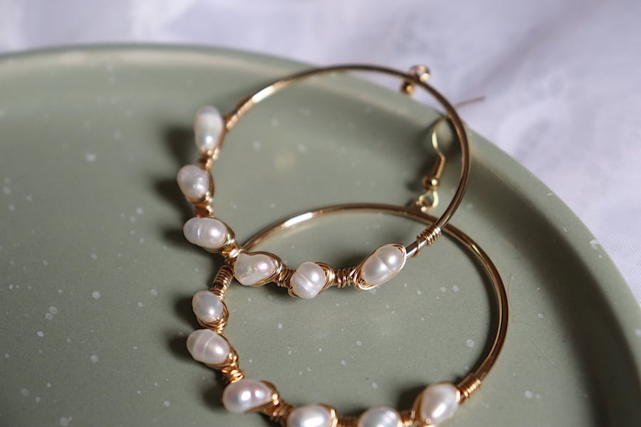 Image of Freshwater Pearl Hoops
