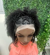 Image 1 of Half-up-half down Afro braided wig