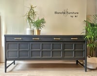 Image 1 of Stunning Mid Century Nathan Long Sideboard in Dark Grey with Brass handles