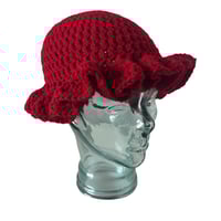 Image 2 of Red Ruffle Crochet Hat