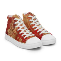 Image 2 of Gold and Red Textured Antique Goth Inspired Women’s high top canvas shoes