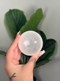 Image 2 of SMALL SATIN SPAR BOWL WITH DECORATIVE STAND