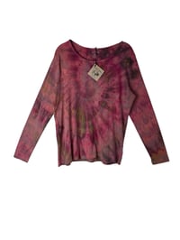 Image 2 of ♻️ UPCYCLED L/XL 100% Cotton Long Sleeve Tee in Muted Spiral Ice Dye