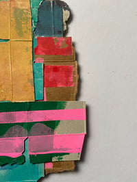 Image 3 of *Studio Sale* Pink & Green Horizontal Stripes Cardboard Composition