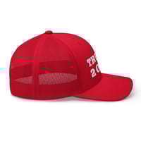 Image 5 of Trump 2024 Red White Trucker Cap from PatriotsCo.com