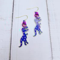 Image 4 of Polka Dotted T-Rex Earrings
