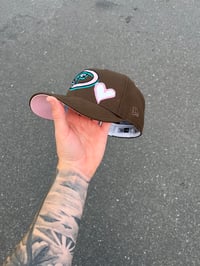 Image 1 of PINK BRIM BROWN ARIZONA DIAMONDBACKS CUSTOM FITTED CAP