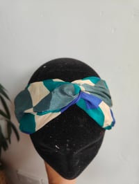 Image 2 of Turban Headband- Blue and grey checks