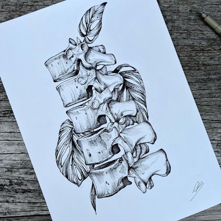 Illustration PRINT « Vertèbres et Monstera » Format A4 Image 2