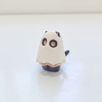 Image 2 of Glow in dark Cat With Ghost Mask Ceramic figurine 