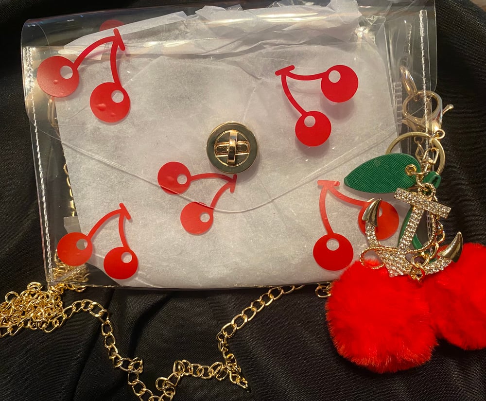 Cherry Bomb Bag W/cherry lipgloss keychain