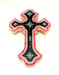 Image of Floral Cross Small Black/White/Fluoro Pink 2