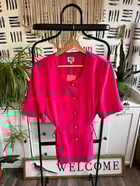 Image 1 of pink vintage gold button tie top