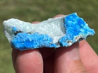 Image 19 of Cyanotrichite On Green Fluorite Matrix Specimen | Guizhou China #2925