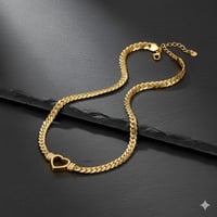 Image 8 of PVD Gold Plated/Stainless Steel Heart Necklace for Women - Custom Cuban Link, Non Tarnish.