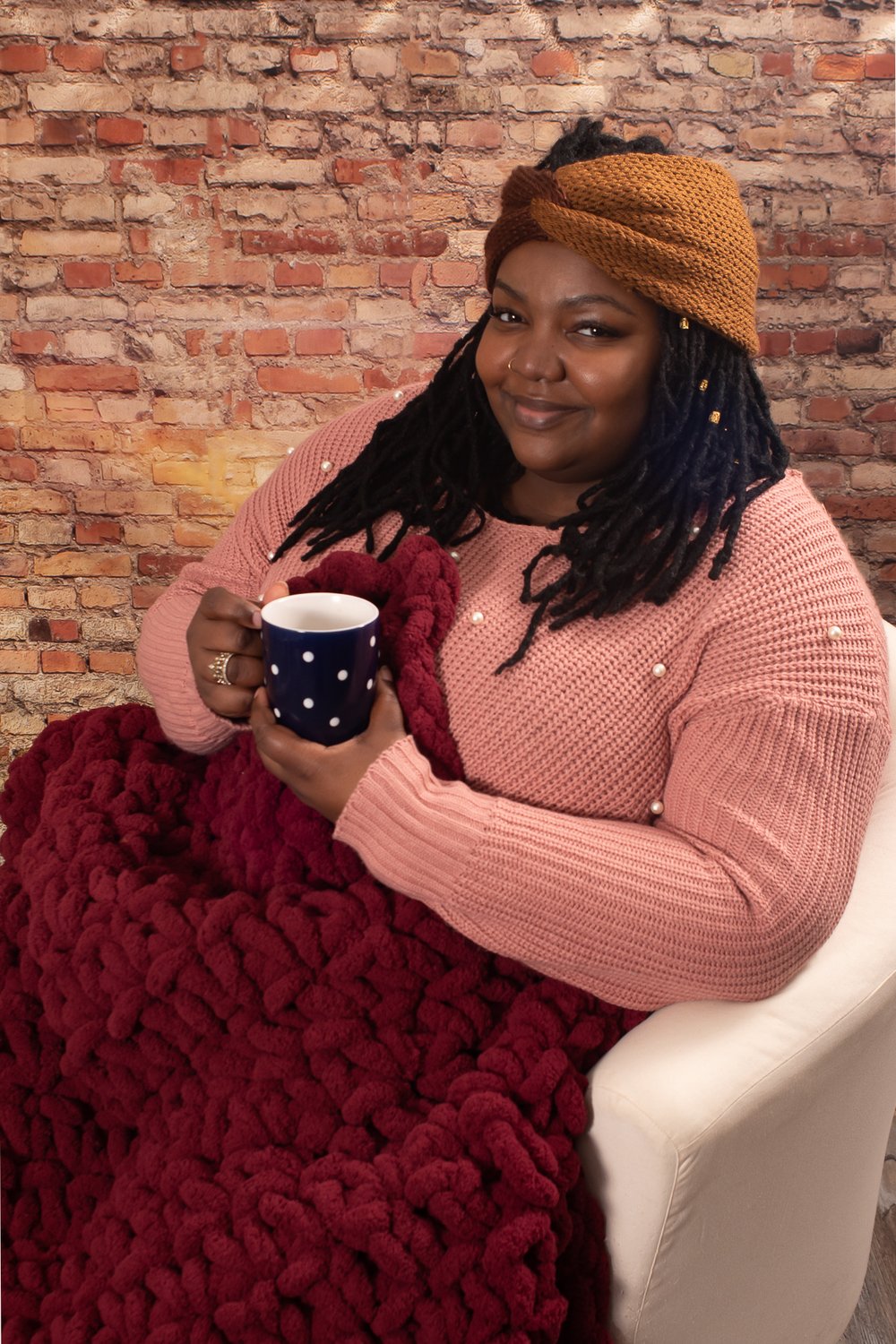 Image of Cozy Chunky Blanket- Rich Burgundy