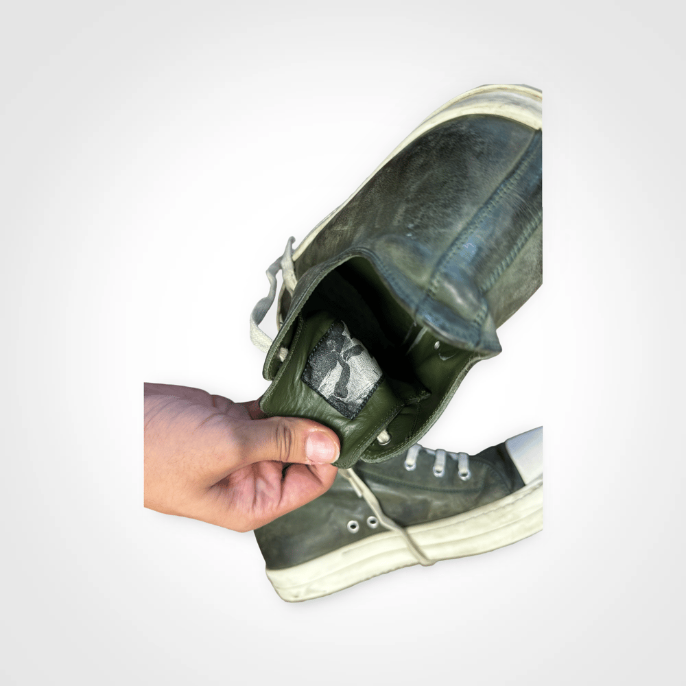 Image of Rick Owens Faded Green Lowtop Ramones