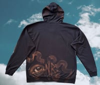 Image 3 of “TWO HEADED RAVEN” CUSTOM BLEACH PAINTED ZIP UP HOODIE XL