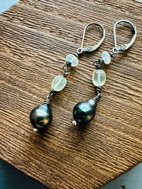 Image 2 of Tahitian pearl and opal earrings