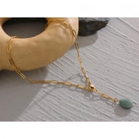 Image 3 of LUMINA 18ct Gold Plated Agate Pendant Drop Paperclip Chain Necklace