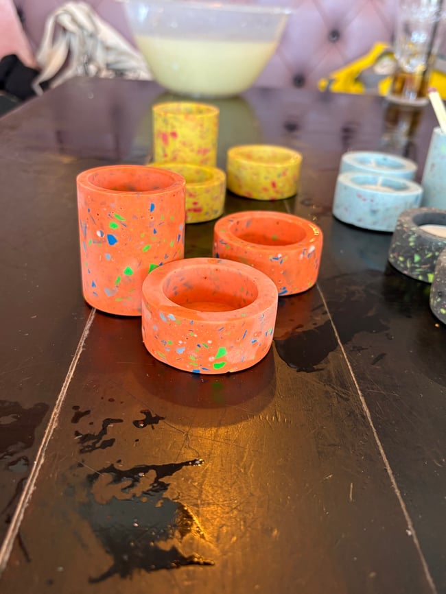 Jesmonite terrazzo: match strike pot and two tea light holder workshops.  25/01/26