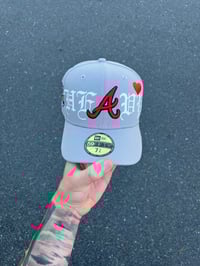 Image 3 of  RED BRIM GREY “HEAVY HEART” ATLANTA BRAVES CUSTOM FITTED