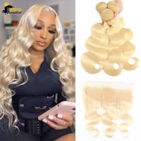 3 Bundles With transparent Frontal - 613 Body Wave