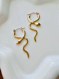 Image 2 of TWISTED SNAKE HOOP EARRINGS 