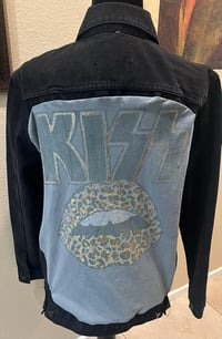 Image 1 of Vintage Black Denim Jean Jacket KISS